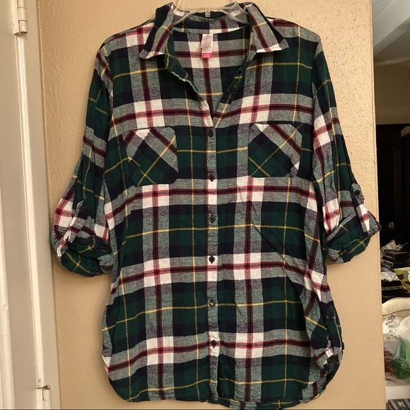 Green Flannel Button Down - Picture 1 of 8